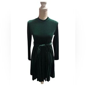 Girls green velvet dress.
